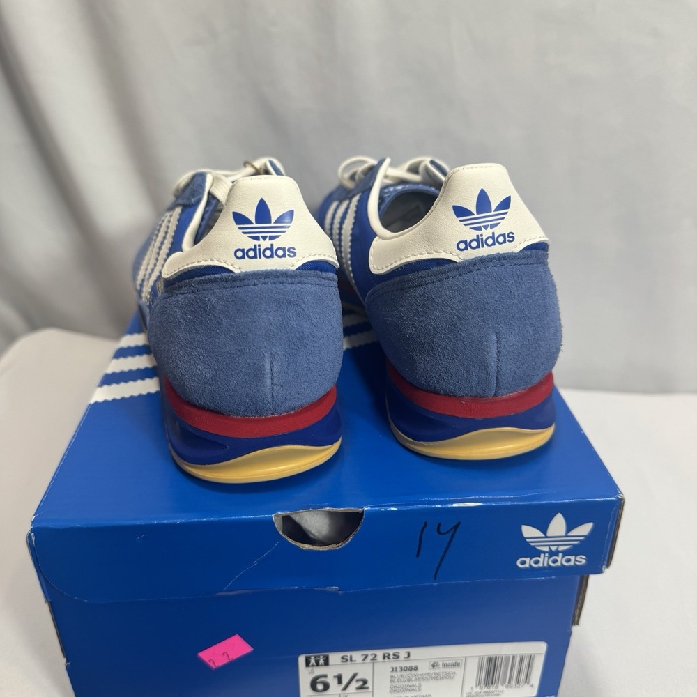 Adidas M6.5 SL 72 RS Blue White Red Striped Suede Low Top Sneakers JI3088 - NEW! - Picture 3 of 8
